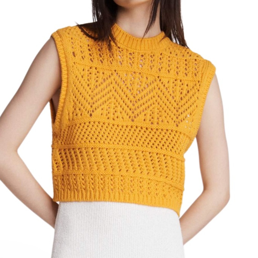 Rag And Bone Renee Cotton Sleeveless Crew in Deep Yellow
